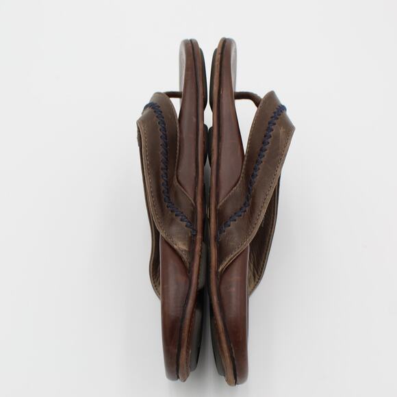 Olukai Mea Ola Leather Flip Flops Mens 12 Brown Comfort Sandals Casual Beach - Picture 5 of 7